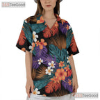 Tropical Jungle Botanical Hawaiian Shirt- Unisex Vibrant Floral Seamless Aloha