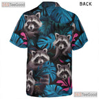 Tropical Jungle Leaf Raccoon Hawaiian Shirt Men Women Summer Vacation Beach Top