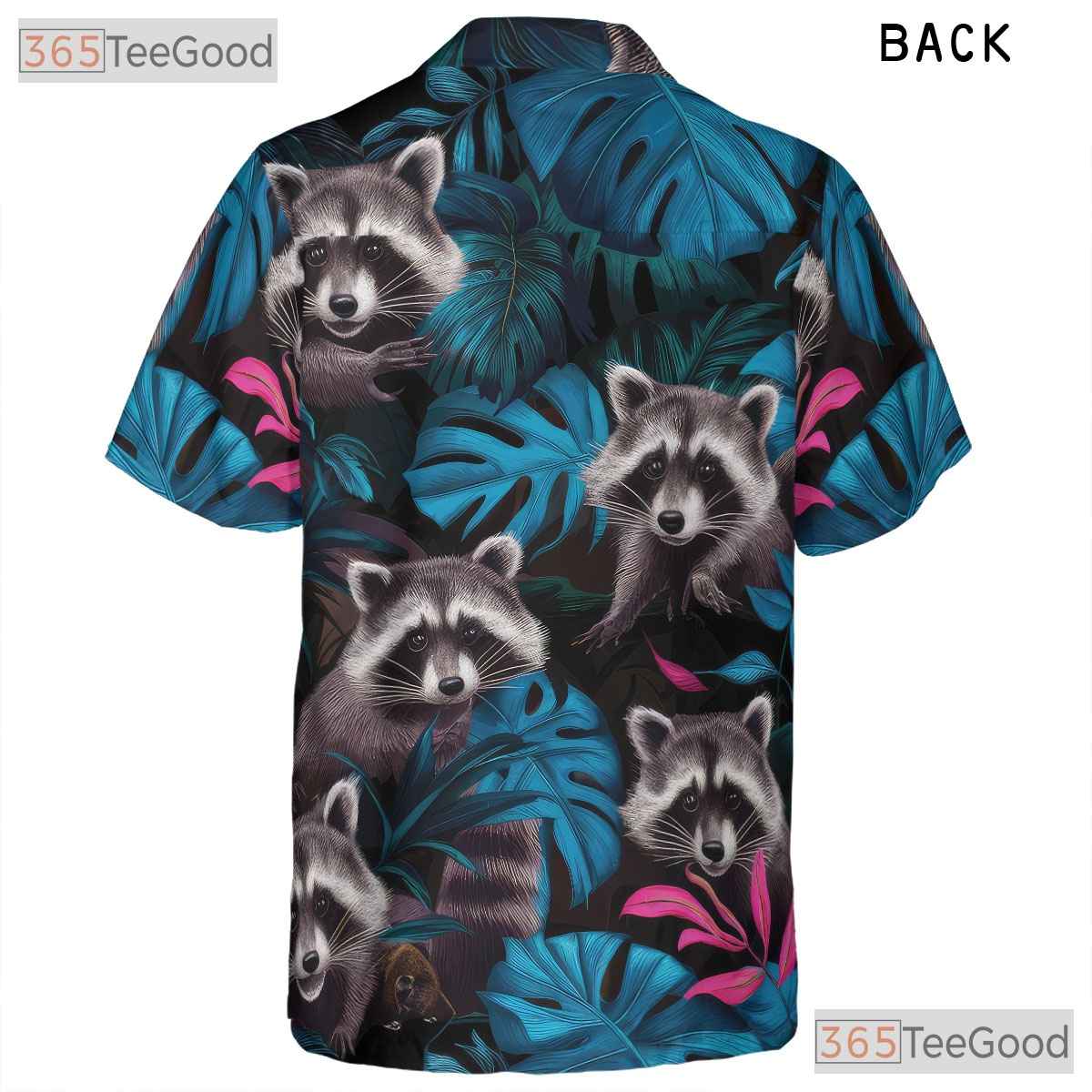 Tropical Jungle Leaf Raccoon Hawaiian Shirt Men Women Summer Vacation Beach Top