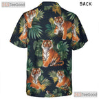 Tropical Jungle Palm Leaves Tiger Hawaiian Shirt Unisex Summer Party Beachwear