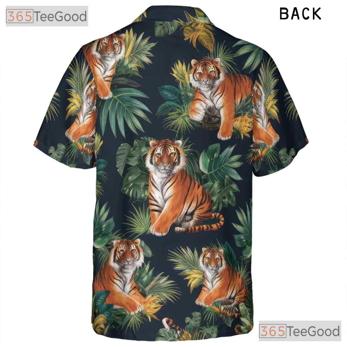 Tropical Jungle Palm Leaves Tiger Hawaiian Shirt Unisex Summer Party Beachwear