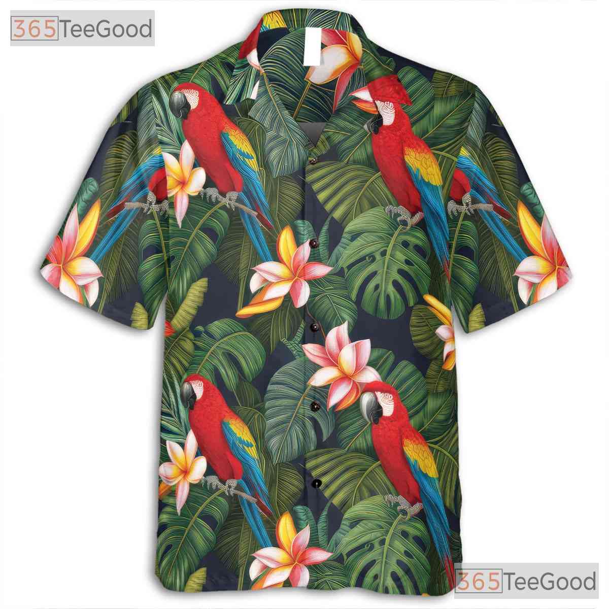 Tropical Jungle Parrot Bird Beachwear Hawaiian Tee Unisex Summer Vacation Outfit