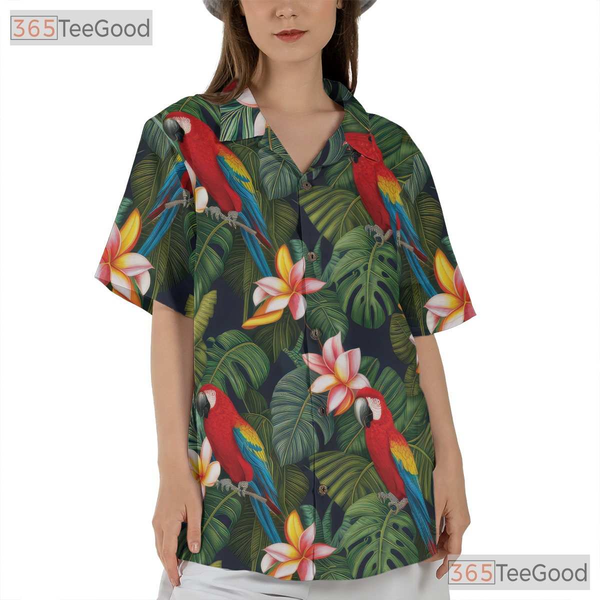 Tropical Jungle Parrot Bird Beachwear Hawaiian Tee Unisex Summer Vacation Outfit