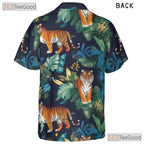 Tropical Jungle Tiger Palm Leaf Animal Vibes Hawaiian Shirt Unisex Summer Outfit