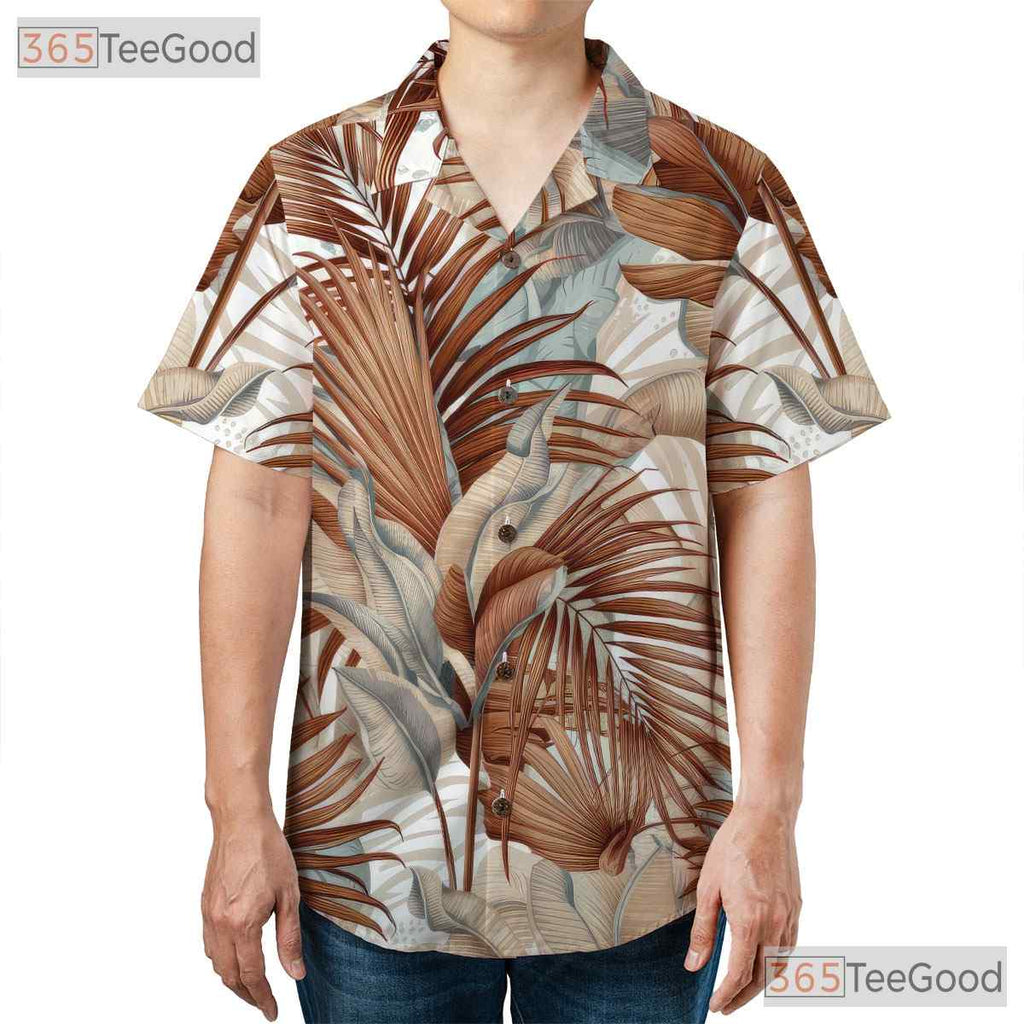 Tropical Leaf Retro Summer Aloha White Hawaiian Tee Unisex Vacation Outfit Top