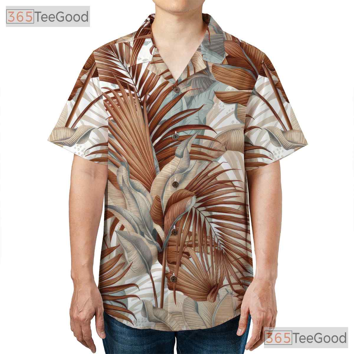 Tropical Leaf Retro Summer Aloha White Hawaiian Tee Unisex Vacation Outfit Top