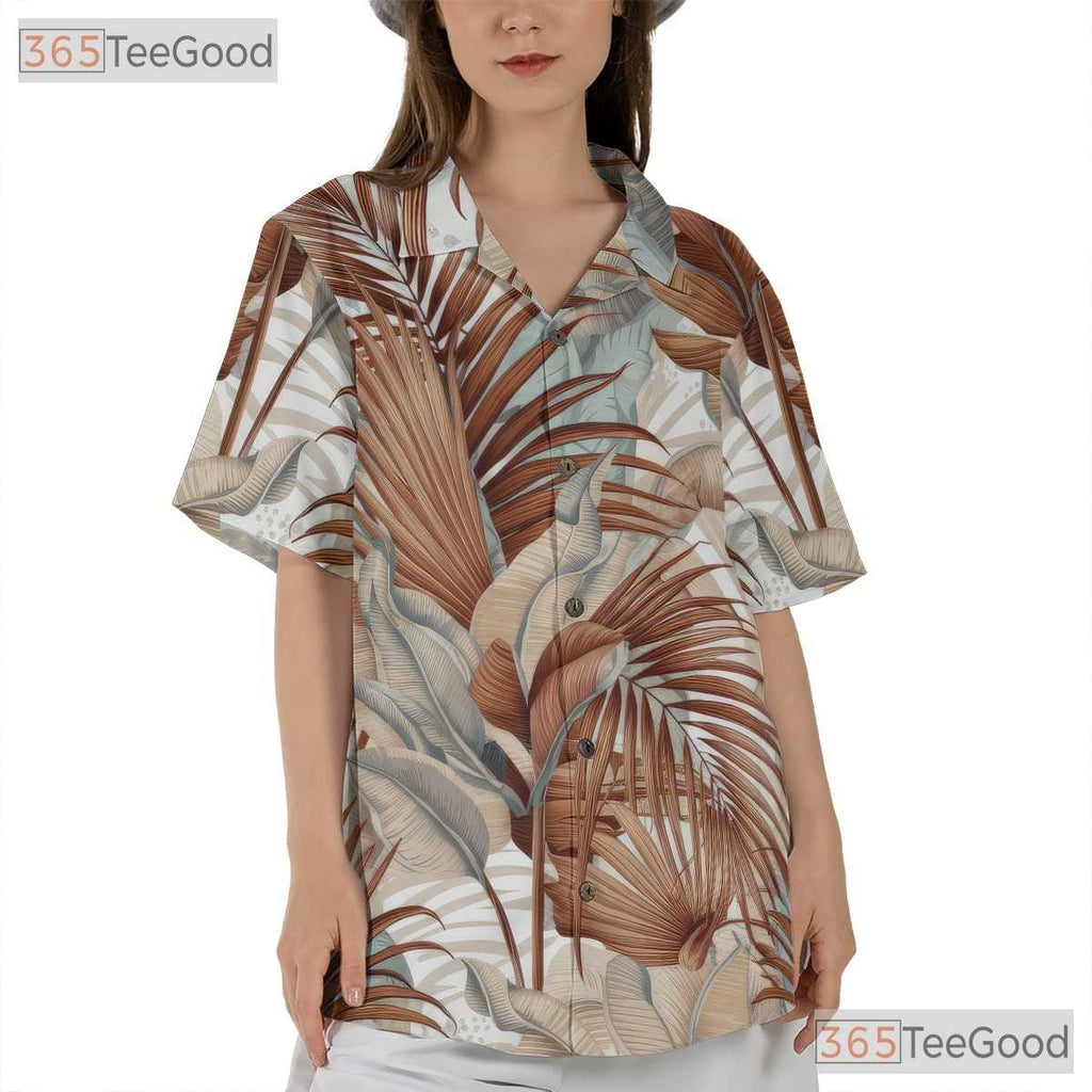 Tropical Leaf Retro Summer Aloha White Hawaiian Tee Unisex Vacation Outfit Top
