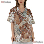 Tropical Leaf Retro Summer Aloha White Hawaiian Tee Unisex Vacation Outfit Top