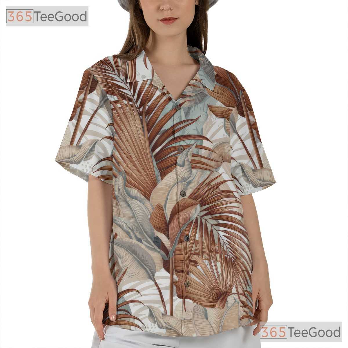 Tropical Leaf Retro Summer Aloha White Hawaiian Tee Unisex Vacation Outfit Top