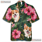 Tropical Leaves Aloha Vibe Corgi Dog Hawaiian Shirt Men Women Summer Outfit