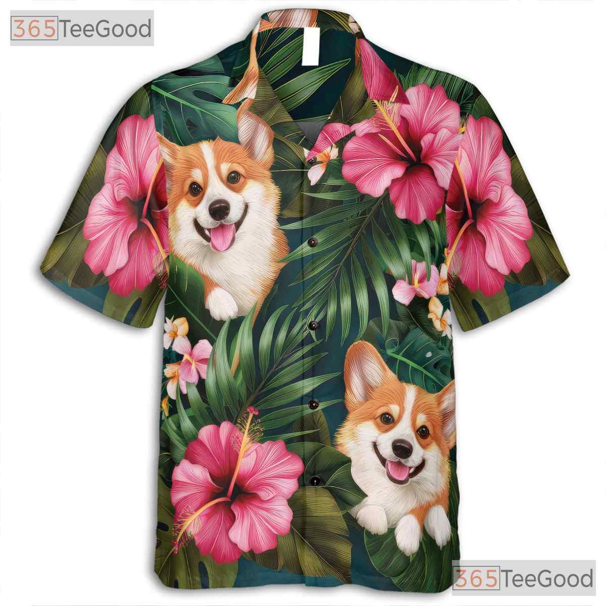 Tropical Leaves Aloha Vibe Corgi Dog Hawaiian Shirt Men Women Summer Outfit