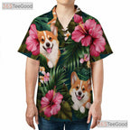 Tropical Leaves Aloha Vibe Corgi Dog Hawaiian Shirt Men Women Summer Outfit