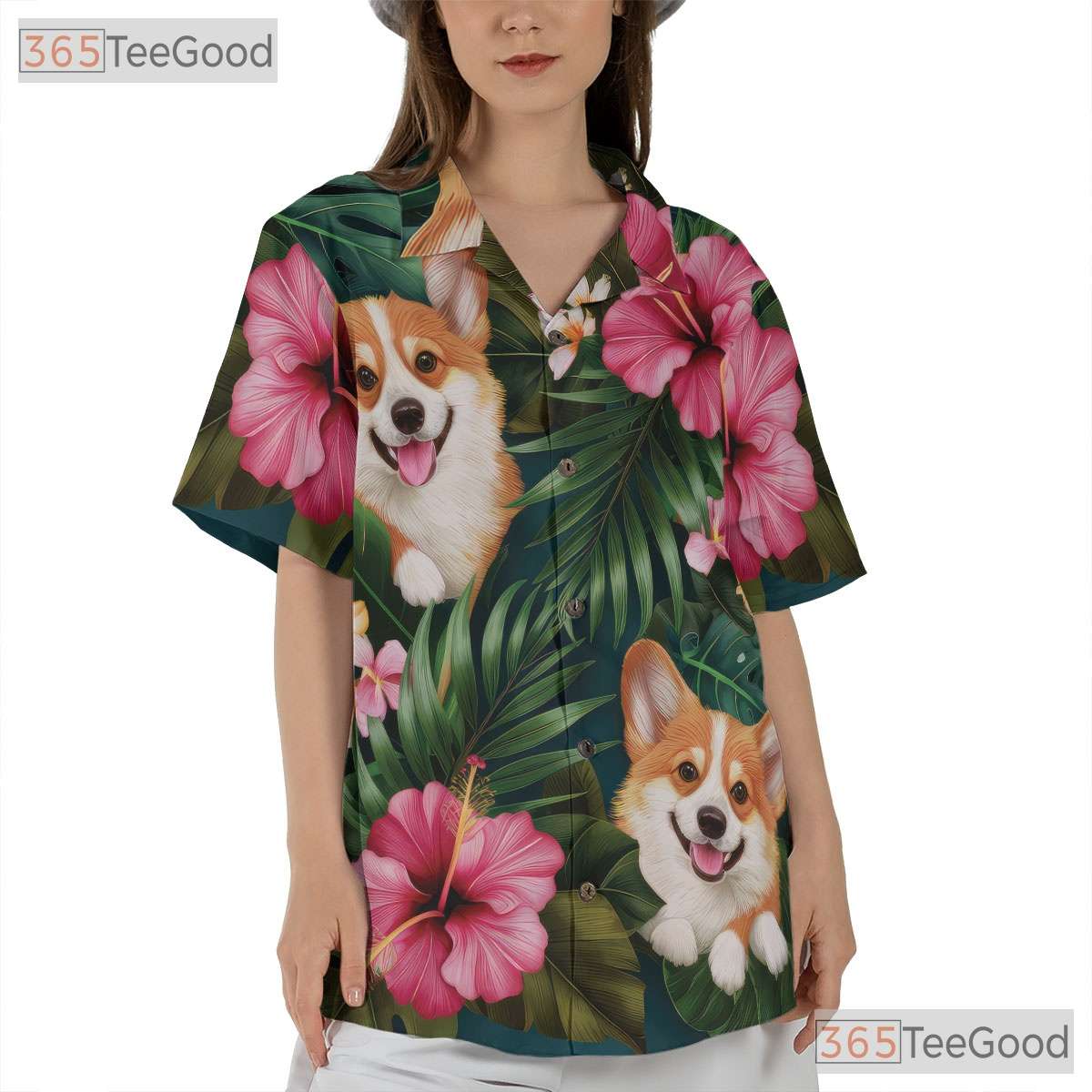 Tropical Leaves Aloha Vibe Corgi Dog Hawaiian Shirt Men Women Summer Outfit