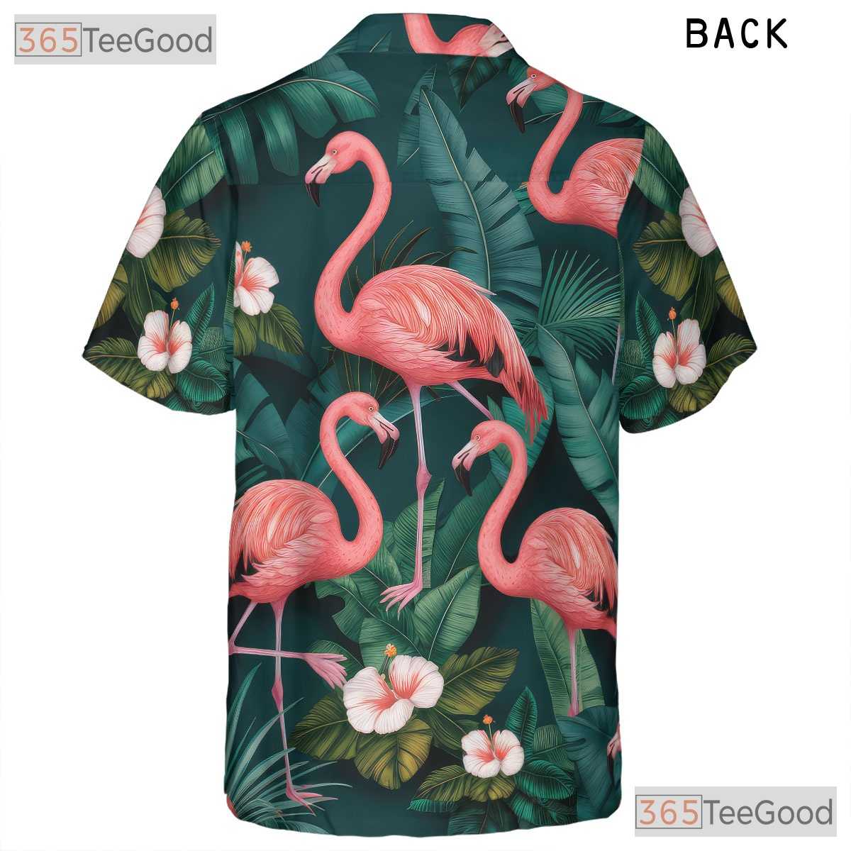 Tropical Leaves Flowers Pink Flamingo Hawaiian Shirt Unisex Aloha Beachwear