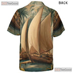 Tropical Nautical Palm Tree Boat Island Hawaiian Shirt Unisex Beachwear Top