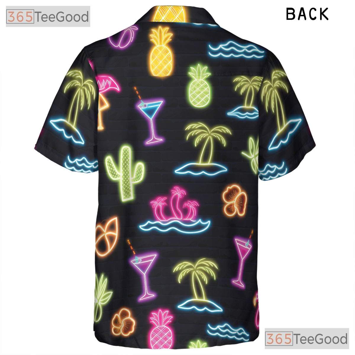 Tropical Neon Flamingo Hawaiian Tee- Unisex Palm Fruit Beach Party Apparel