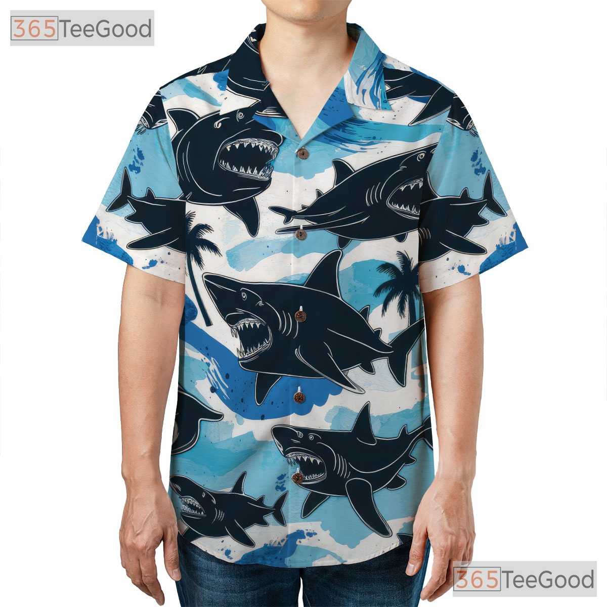 Tropical Ocean Shark Attack Hawaiian Shirt Men Women Beach Wear