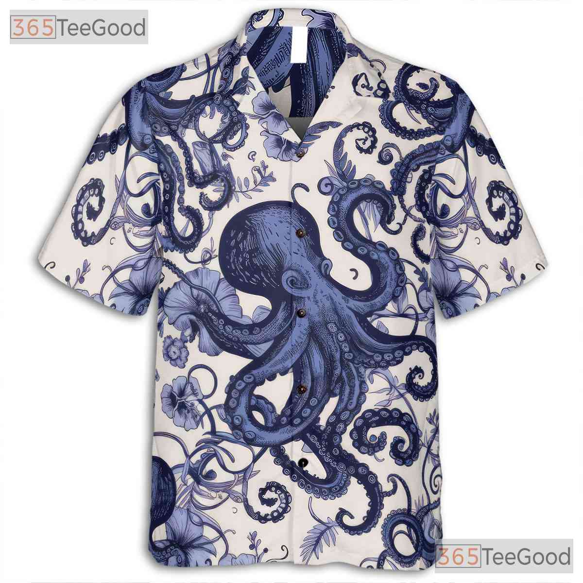 Tropical Octopus Ocean Floral Hawaiian Tee Unisex Unique Summer Beach Look