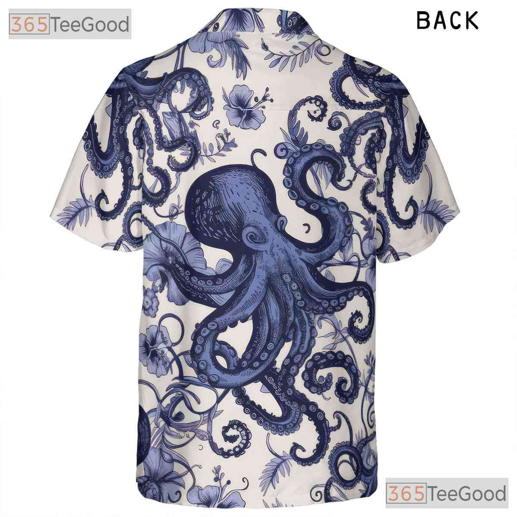 Tropical Octopus Ocean Floral Hawaiian Tee Unisex Unique Summer Beach Look