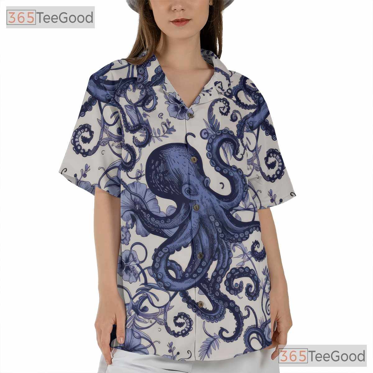 Tropical Octopus Ocean Floral Hawaiian Tee Unisex Unique Summer Beach Look
