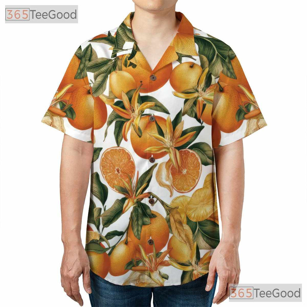 Tropical Orange Citrus Fruit Aloha Beach Summer Vacation Hawaiian Shirt Unisex