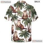 Tropical Otter Palm Print Hawaiian Shirt Unisex Summer Beachwear Aloha Tee