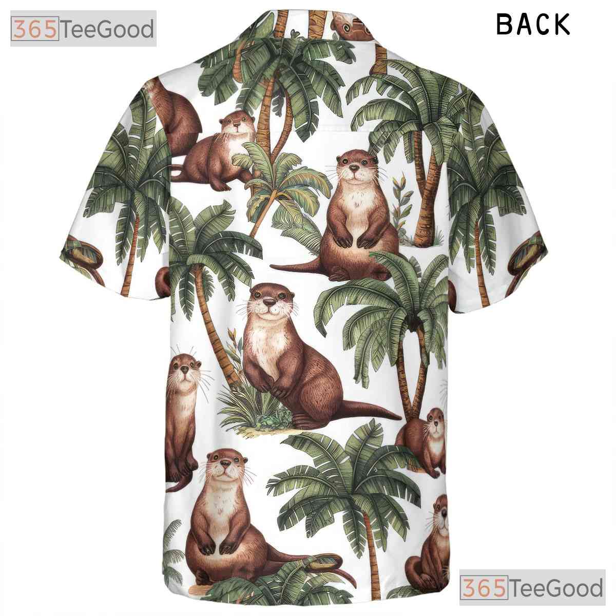 Tropical Otter Palm Print Hawaiian Shirt Unisex Summer Beachwear Aloha Tee