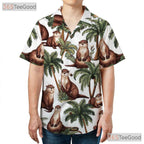 Tropical Otter Palm Print Hawaiian Shirt Unisex Summer Beachwear Aloha Tee