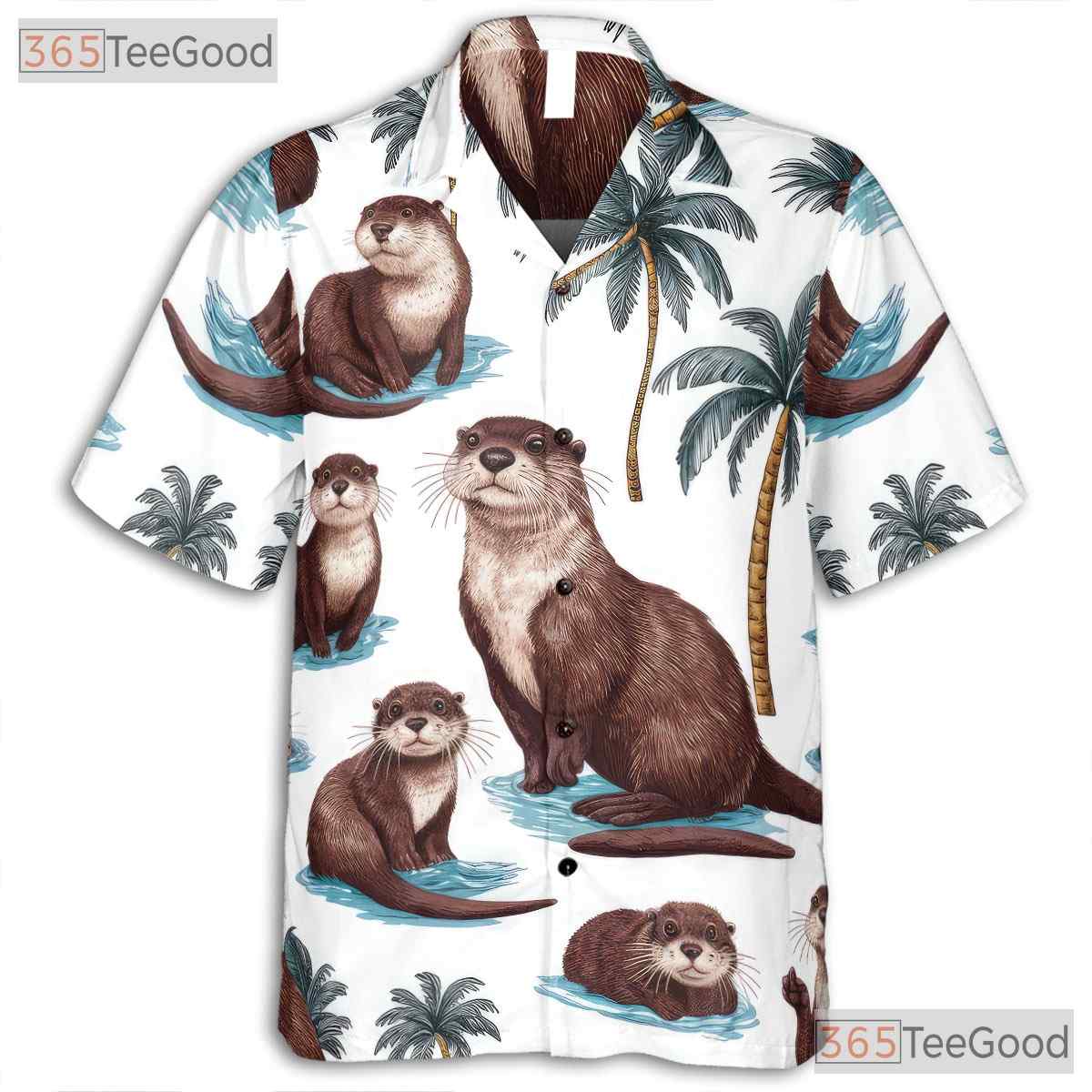 Tropical Otter Palm Tree Hawaiian Shirt Men Women Summer Beach Fun Outfit