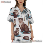 Tropical Otter Palm Tree Hawaiian Shirt Men Women Summer Beach Fun Outfit