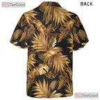 Tropical Palm Leaf Black Gold Aloha Beach Vacation Hawaiian Tee Unisex Top
