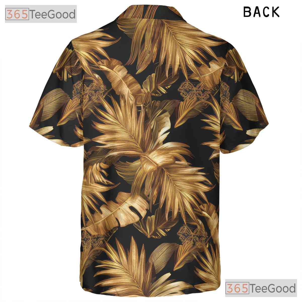 Tropical Palm Leaf Black Gold Aloha Beach Vacation Hawaiian Tee Unisex Top