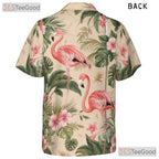 Tropical Palm Leaf Design Flamingo Print Hawaiian Shirt Men Women Aloha Top