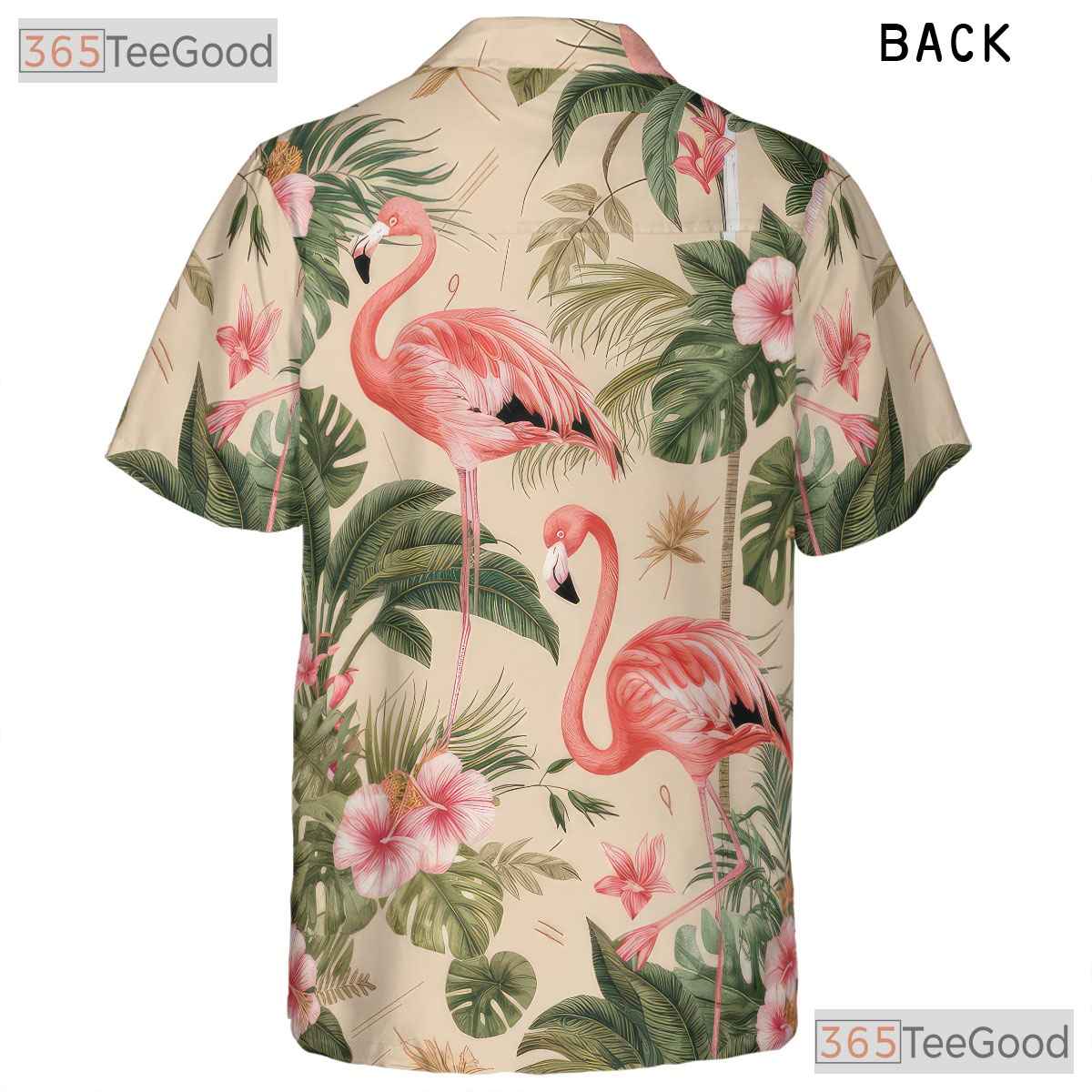 Tropical Palm Leaf Design Flamingo Print Hawaiian Shirt Men Women Aloha Top