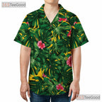 Tropical Palm Leaf Hibiscus Floral Aloha Hawaiian Tee Men Women Summer Outfit