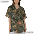 Tropical Palm Print Hawaiian Shirt Unisex Beachwear Vacation Party Luau