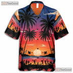 Tropical Palm Sunset Hawaiian Tee - Women's Aloha Beach Summer Luau Shirt
