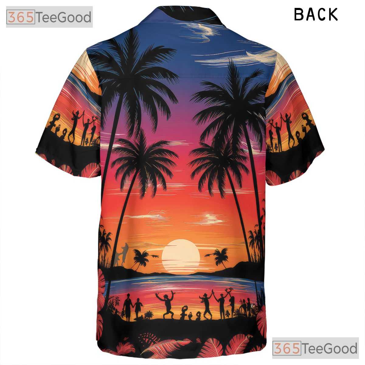 Tropical Palm Sunset Hawaiian Tee - Women's Aloha Beach Summer Luau Shirt