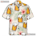 Tropical Palm Tree Beer Hawaiian Shirt- Unisex Aloha Party Summer Vacation Top