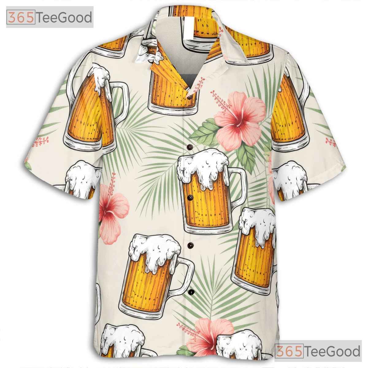 Tropical Palm Tree Beer Hawaiian Shirt- Unisex Aloha Party Summer Vacation Top