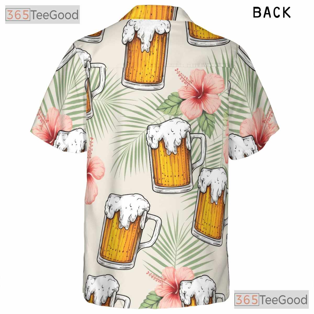 Tropical Palm Tree Beer Hawaiian Shirt- Unisex Aloha Party Summer Vacation Top