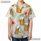 Tropical Palm Tree Beer Hawaiian Shirt- Unisex Aloha Party Summer Vacation Top