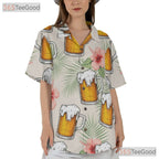 Tropical Palm Tree Beer Hawaiian Shirt- Unisex Aloha Party Summer Vacation Top