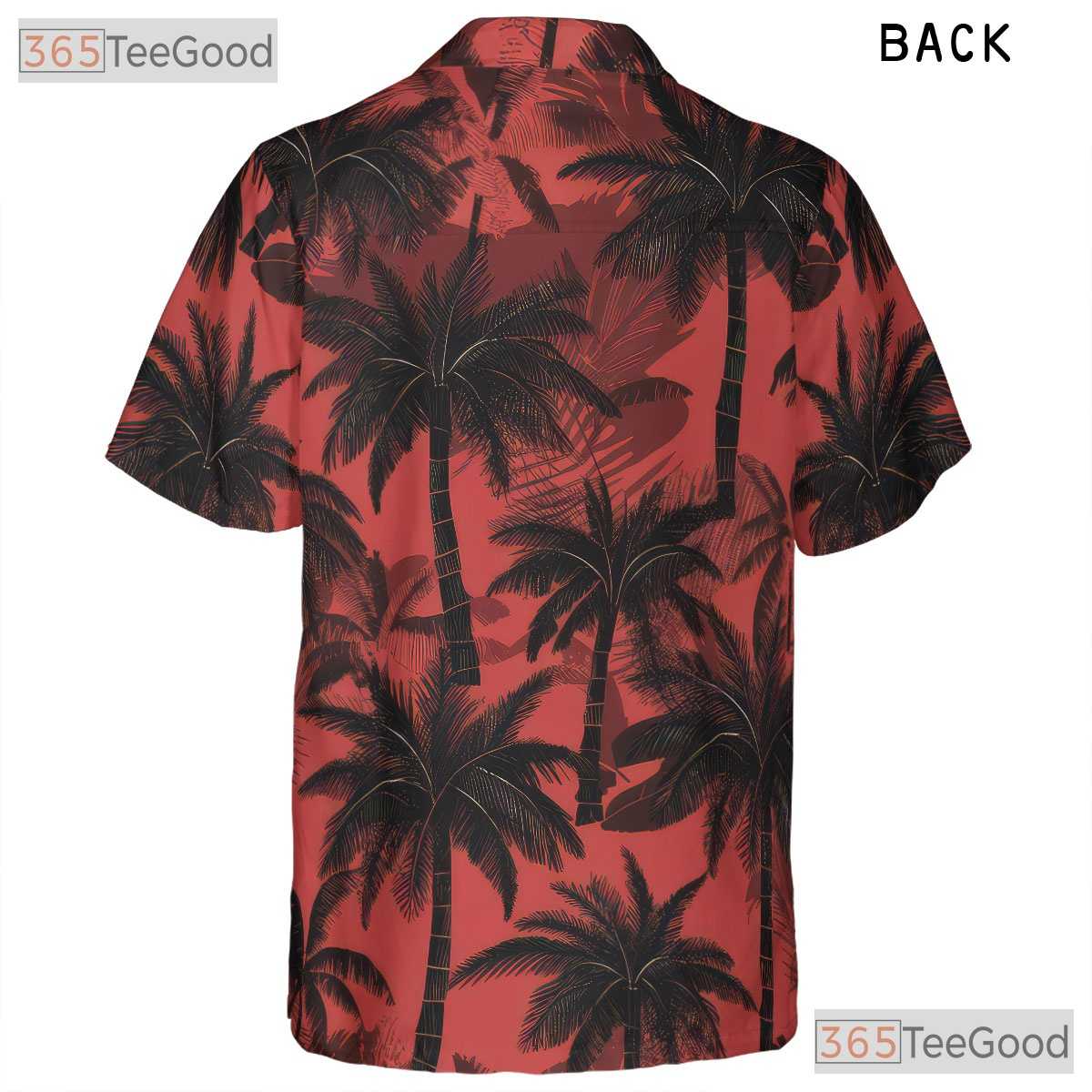 Tropical Palm Tree Print Red Black Summer Hawaiian Tee Unisex Party Outfit