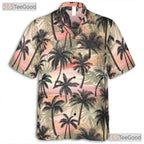 Tropical Palm Tree Sunset Aesthetic Hawaiian Tee Unisex Vintage Beach Vacation