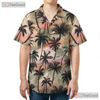 Tropical Palm Tree Sunset Aesthetic Hawaiian Tee Unisex Vintage Beach Vacation