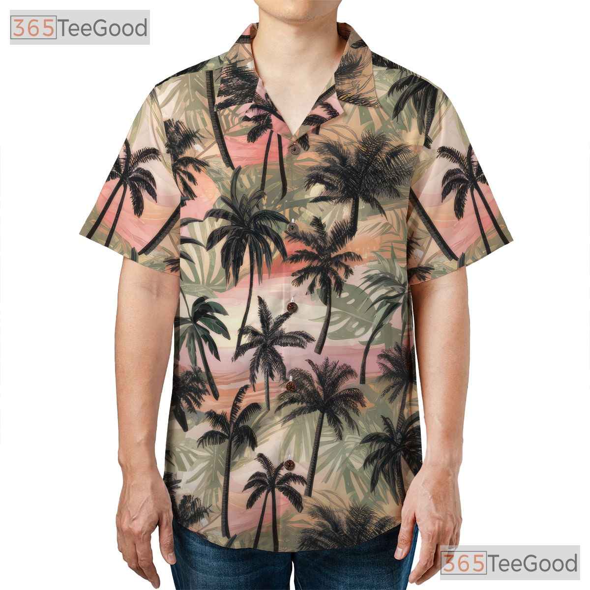 Tropical Palm Tree Sunset Aesthetic Hawaiian Tee Unisex Vintage Beach Vacation
