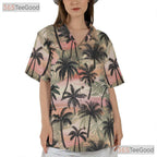 Tropical Palm Tree Sunset Aesthetic Hawaiian Tee Unisex Vintage Beach Vacation