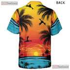 Tropical Palm Tree Sunset Hawaiian Tee - Adult Beach Holiday Aloha Outfit