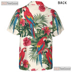 Tropical Parrot Hibiscus Floral Aloha Hawaiian Shirt Men Women Summer Outfit Top